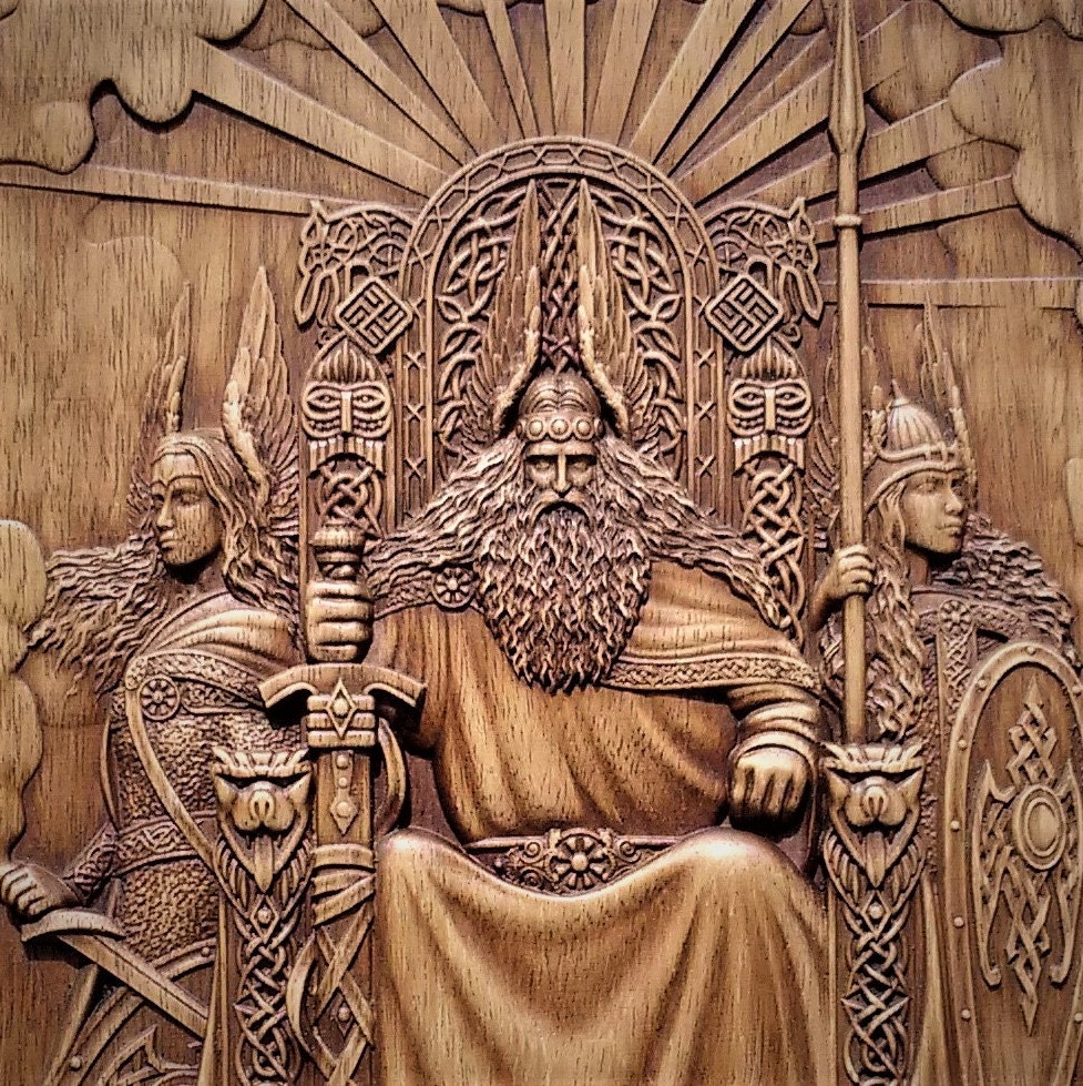 Viking Axe Odin Walknut Home Decor Art Norse Thor Wood Picture