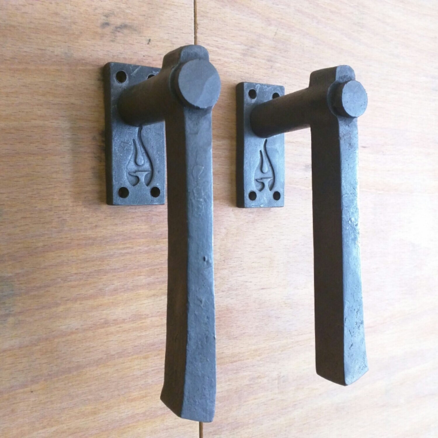 A pair of Riveted Door Handles hand by Tom Fell