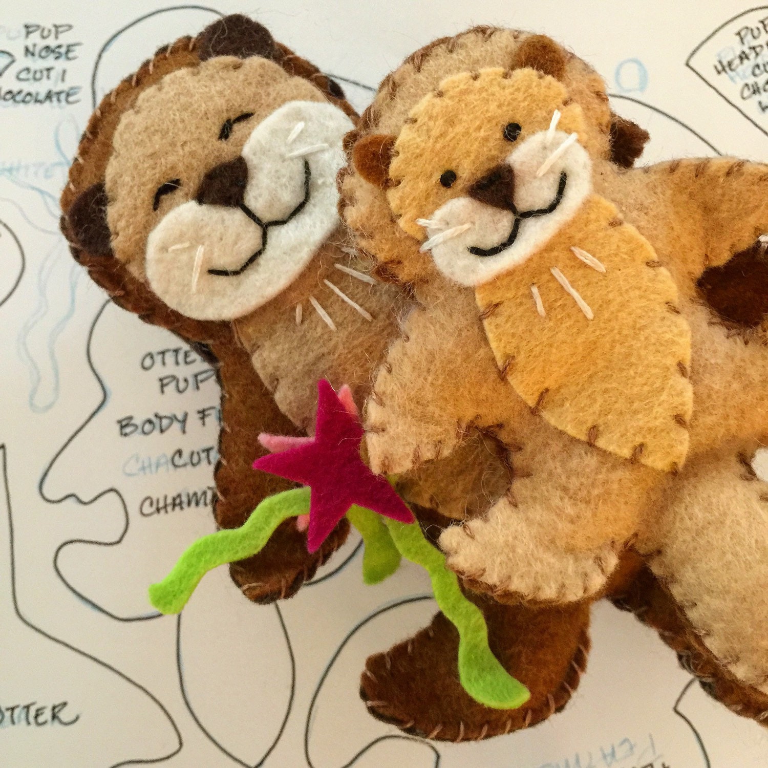 Otters Sewing Kit Felt Otter Ornaments Felt Animal craft