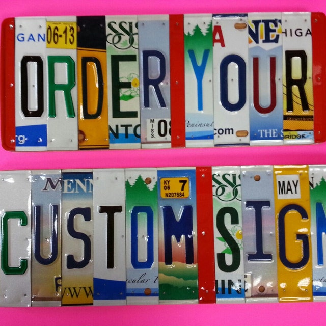 HANDCRAFTED LICENSE PLATE WORD SIGNS & ART by MyLicensePlateHeaven