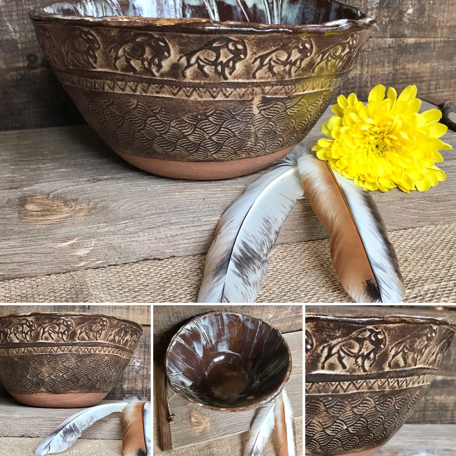 Wild Buffalo Dinnerware Set Native American Dinner & Salad