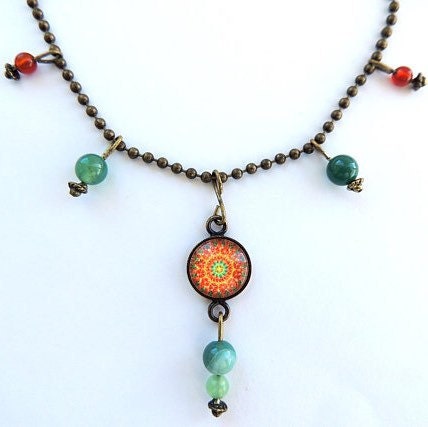 TIME MANDALA Healing Necklace Colorful Mandala Necklace